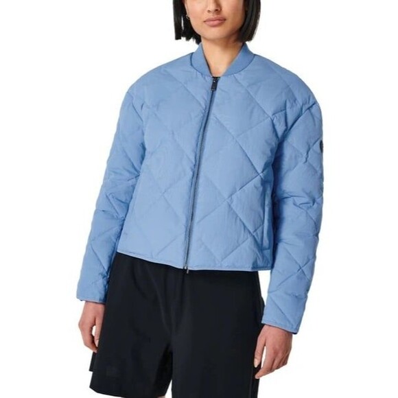 Sweaty Betty Blue Harley Quilted Zipper Front Jacket Coat XS - Picture 1 of 11
